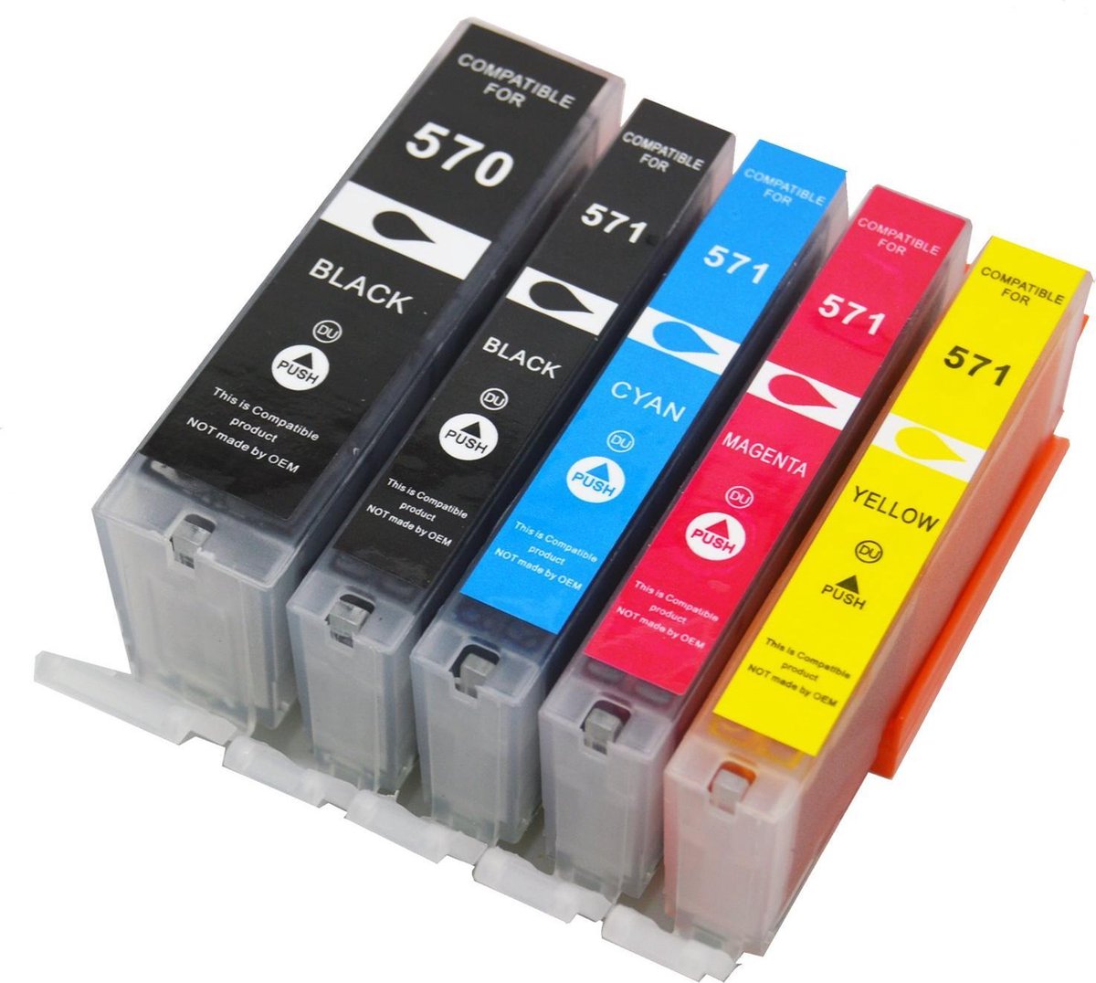 XXL / Alternatief multipack 5 set cartridge PGI-570 CLI-571 Y,C,M,BK | Canon Pixma MG5750/ MG5751/ MG5752/ MG5753/ MG6850/ MG6851/ MG6852/